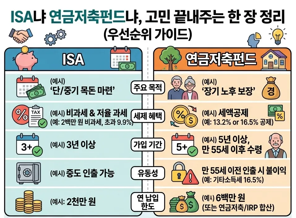 ISA냐 연금저축펀드냐, 고민 끝내주는 한 장 정리 (우선순위 가이드) - image